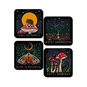 Magical Mushrooms Still Growing Coaster Set (Pack of 4) Multicoloured (One Size)