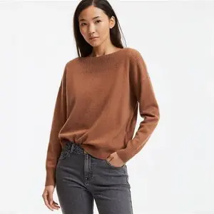 Women's Cashmere Fine Knit Jumper With Boat Neck In Brown - Size: S By La Redoute