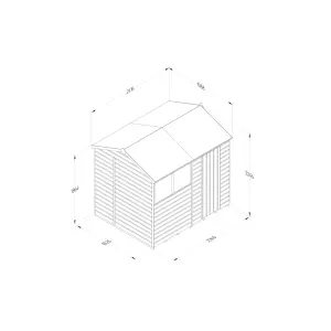 Forest Garden Beckwood 8x6 ft Reverse apex Natural timber Wooden Shed with floor & 2 windows