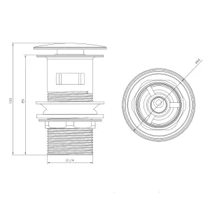 Slotted Click Clack Basin Waste - Black