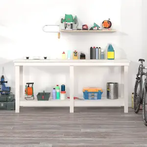 Berkfield Work Bench White 180x50x80 cm Solid Wood Pine