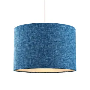 Contemporary and Sleek 12 Inch Midnight Blue Linen Drum Lamp Shade 60w Maximum