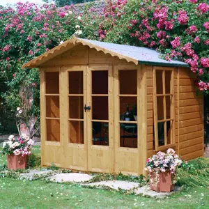 Shire Kensington 7x7 ft & 3 windows Apex Wooden Summer house (Base included)