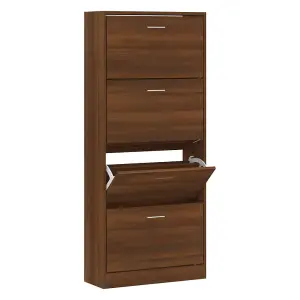 Berkfield Shoe Cabinet Brown Oak 63x24x147 cm Engineered Wood