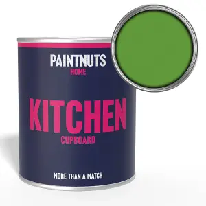 PaintNuts Solid Wood Laminated Kitchen Units Cupboard Cabinet Door Gloss Paint - Yellow Green - 1L (RAL6018)