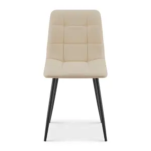 Zurich Ivory White Faux Leather Dining Chair with Modern Design