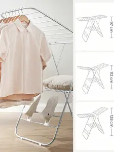 SONGMICS Clothes Airer, Foldable Clothes Drying Rack, Clothes Horse With Height-Adjustable Wings, Laundry Drying Rack