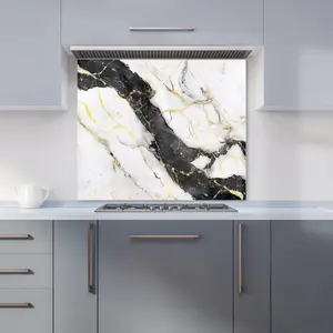 Flecks Of Gold Marble Effect Premium Glass Kitchen Splashback W600mm x H600mm