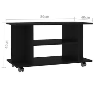 Berkfield TV Cabinet with Castors Black 80x40x40 cm Engineered Wood