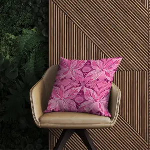 Pink Abstract Floral Design Outdoor Cushion 60cm x 60cm