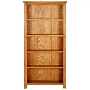 Berkfield 5-Tier Bookcase 70x22x140 cm Solid Oak Wood