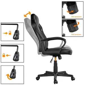 Yaheetech Adjustable Reclining Ergonomic Swiveling PC & Racing Game Chair Black