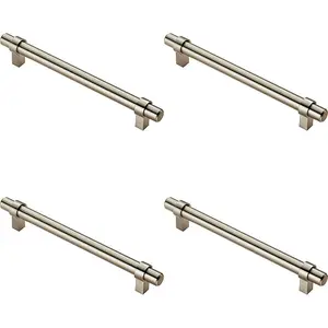 4x Round T Bar Cabinet Pull Handle 200 x 14mm 160mm Fixing Centres Satin Nickel