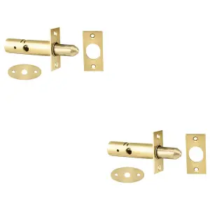 2 PACK - Polished Brass Window Security Bolt - 36mm Length - 33mm Fixing Centres