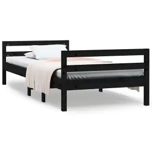 Berkfield Bed Frame Black 90x200 cm Solid Wood Pine