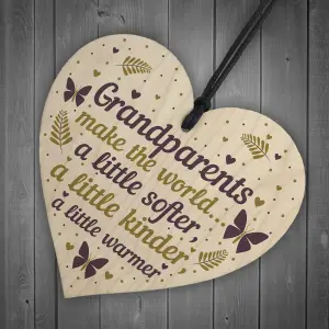 Red Ocean Handmade Wooden Heart Grandparent Gifts For Grandma Grandpa Nan Grandad Birthday Christmas Thoughtful Present