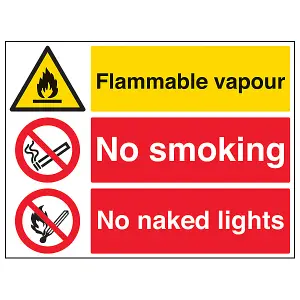 Fire & Flammable Vapor - No Smoking - Adhesive Vinyl - 400x300mm (x3)