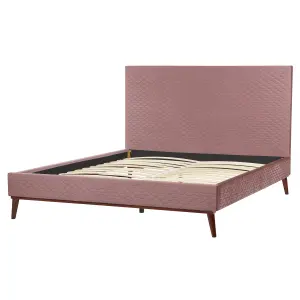 Velvet EU King Size Bed Pink BAYONNE