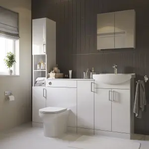 Veleka Gloss White Freestanding Vanity unit & basin set - Includes 2 Door vanity (W)550mm (H)900mm