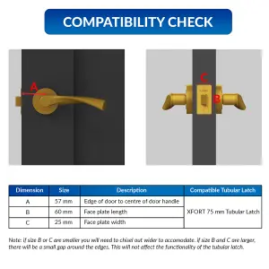 XFORT 4 Pack 75mm Polished Brass Tubular Latch, Mortice Door Latch