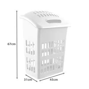 simpa 60L Upright White High Gloss Plastic Laundry Basket