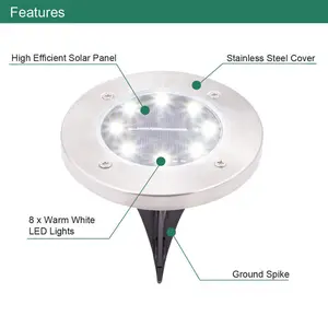 8PK S/S Solar Ground Light-Bright White