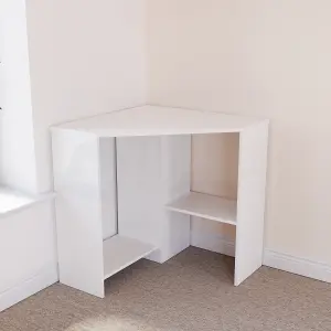 Vida Designs Hetton White 2 Shelf Corner Computer Desk With Shelves