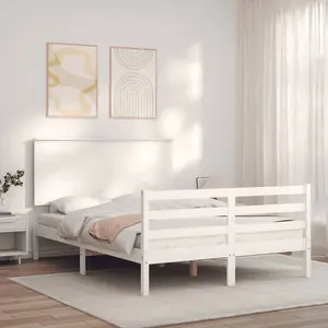 Berkfield Bed Frame with Headboard White 140x200 cm Solid Wood