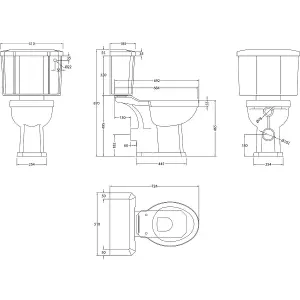 UK Homeliving Avalon Classic Comfort Height Close coupled Toilet Pan, Cistern, Cistern Kit - no seat