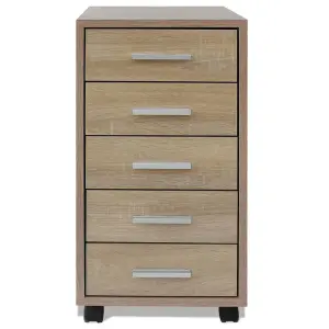 Berkfield Office Drawer Unit with Castors 5 Drawers Oak