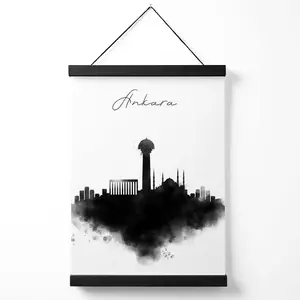 Ankara Watercolour Skyline City Medium Poster with Black Hanger