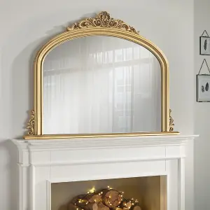 Overmantle Mirror Richmond Arched Shape with Antique Gold Frame-H 91cm x W 122cmx D 5cm For Hanging in the Living Room or Bedroom