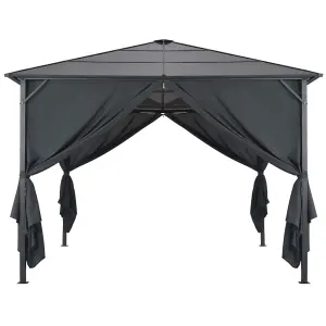 Berkfield Gazebo with Curtain Aluminium 3x3 m Black