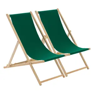 Harbour Housewares - Folding Wooden Deck Chairs - Green - Pack of 2