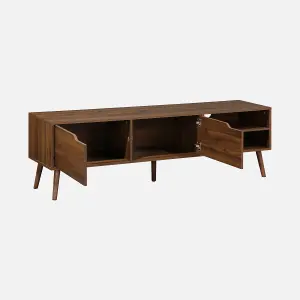 sweeek. Walnut wood-effect TV stand Nepal Walnut wood-effect 160x40x50 cm