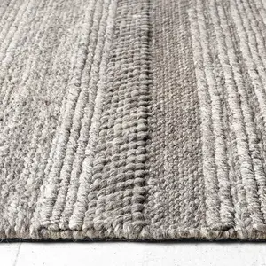 Grey Handmade Luxurious Modern Striped Easy to clean Rug for Dining Room, Bed Room, and Living Room-67cm X 200cm