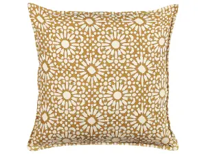 Throw Cushion CEIBA Cotton 45 x 45 cm Geometric Block-Printing Beige