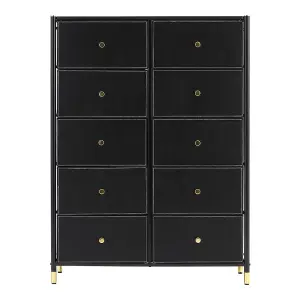 Black Plastic Storage Cabinet with 10 Drawers