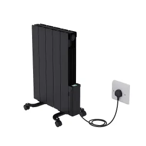 Rinse Bathrooms 900W Smart WIFI Electric Oil Filled Radiators Electric Heater with Adjustable Thermostat & Timer Black