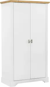 Toledo 2 Door Wardrobe in White and Oak Effect Veneer