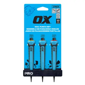 OX Pro 3 piece Nail punch set