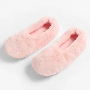 Memory Foam Slipper Socks Faux Fur Fleece Warm Soft Womens Ladies - Blush - M/L