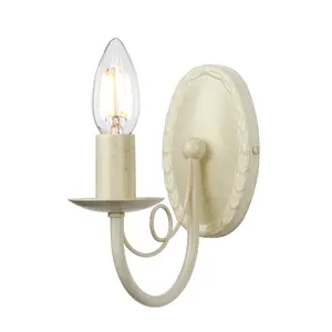 Wall Light Looped Drapes Ivory Gold Candle Tube Ivory Gold LED E14 60W