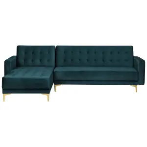 Corner Sofa ABERDEEN Teal Velvet Right Hand