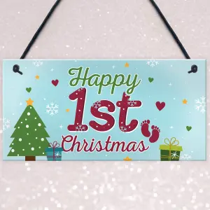 Red Ocean Baby Happy 1st First Christmas Xmas Hanging Sign Tree Decoration Bauble Newborn Child Gifts