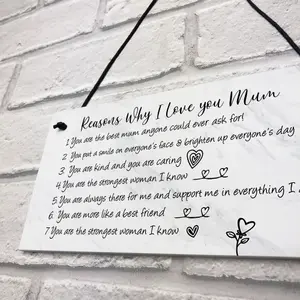 Reasons Why I Love Mum Birthday Christmas Gift Hanging Plaque Mum Gift From Daughter Son