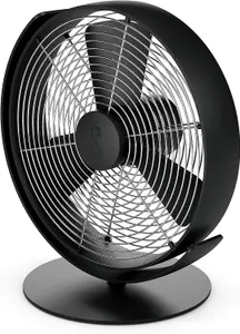 Stadler Form PORTABLE DESK fan Tim, cools quietly with variable speed control, USB cable, ideal for bedroom, office. Black