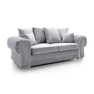 Verona Collection 3 Seater in Light Grey Crushed Chenille