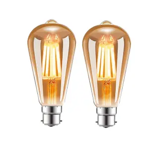 Extrastar 4W LED Filament Light Bulb B22, 2200K, Pack of 2