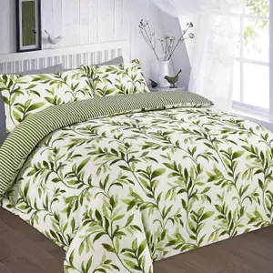 Luxury Ellie Leaf Printed Floral Reversible Floral Printed Easy Care Duvet Cover Set